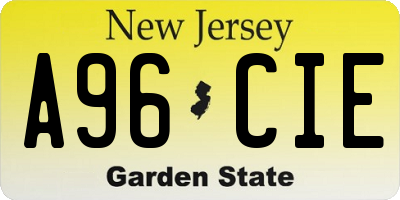 NJ license plate A96CIE