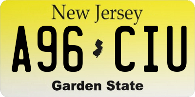 NJ license plate A96CIU