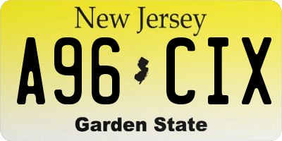 NJ license plate A96CIX