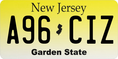 NJ license plate A96CIZ