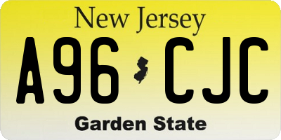 NJ license plate A96CJC
