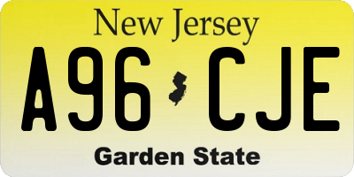 NJ license plate A96CJE
