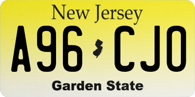 NJ license plate A96CJO