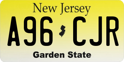 NJ license plate A96CJR