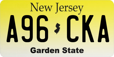 NJ license plate A96CKA