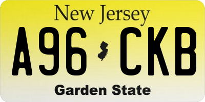NJ license plate A96CKB