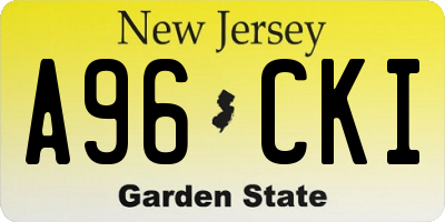 NJ license plate A96CKI