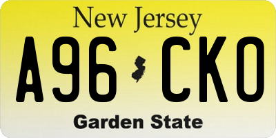 NJ license plate A96CKO