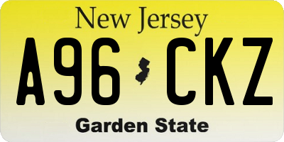 NJ license plate A96CKZ