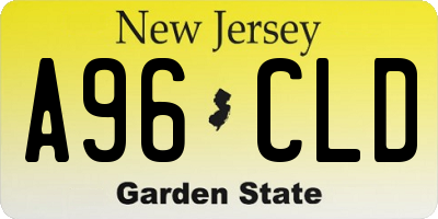 NJ license plate A96CLD