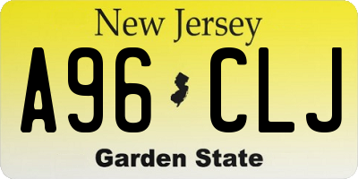 NJ license plate A96CLJ
