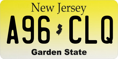 NJ license plate A96CLQ