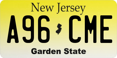 NJ license plate A96CME