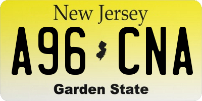 NJ license plate A96CNA