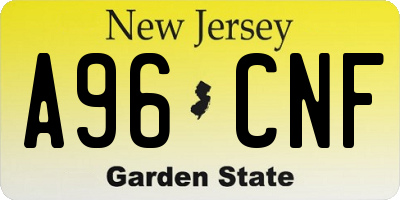 NJ license plate A96CNF