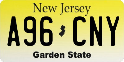 NJ license plate A96CNY