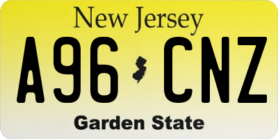 NJ license plate A96CNZ