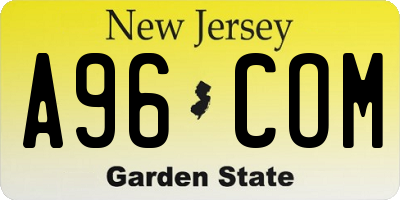 NJ license plate A96COM
