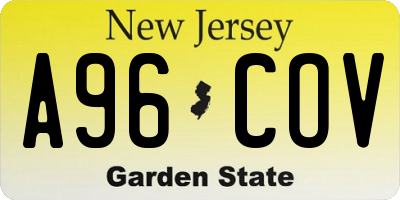 NJ license plate A96COV