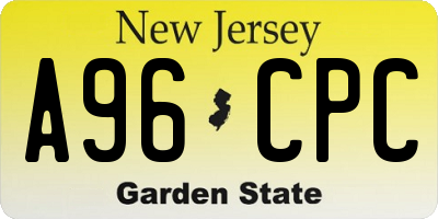 NJ license plate A96CPC