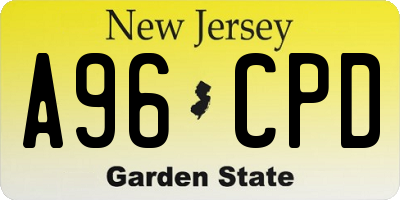 NJ license plate A96CPD
