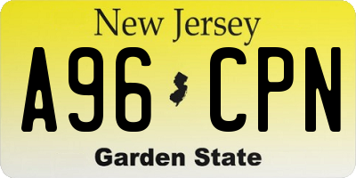 NJ license plate A96CPN
