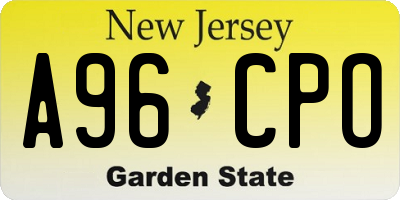 NJ license plate A96CPO