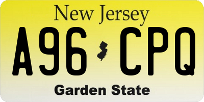 NJ license plate A96CPQ