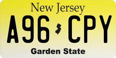 NJ license plate A96CPY
