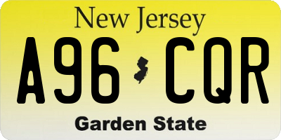 NJ license plate A96CQR
