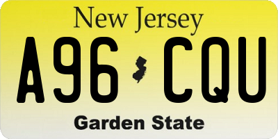NJ license plate A96CQU