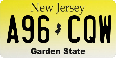 NJ license plate A96CQW