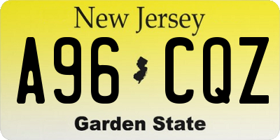 NJ license plate A96CQZ