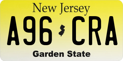 NJ license plate A96CRA