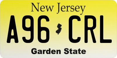 NJ license plate A96CRL
