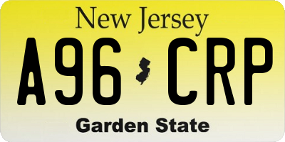 NJ license plate A96CRP