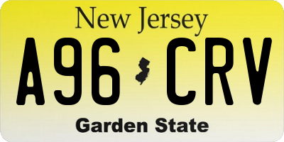 NJ license plate A96CRV
