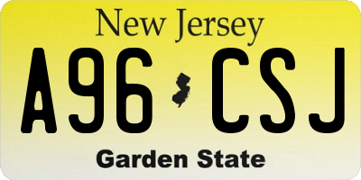 NJ license plate A96CSJ