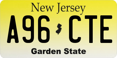 NJ license plate A96CTE