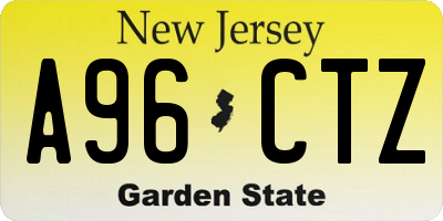 NJ license plate A96CTZ