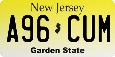 NJ license plate A96CUM