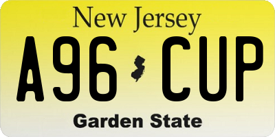 NJ license plate A96CUP