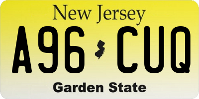 NJ license plate A96CUQ