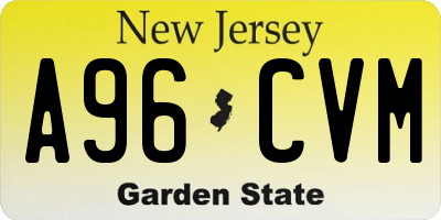 NJ license plate A96CVM