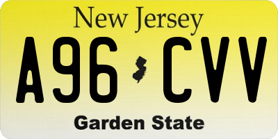 NJ license plate A96CVV
