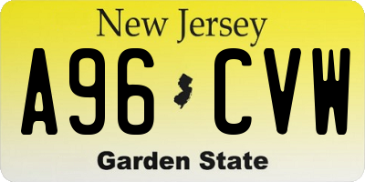 NJ license plate A96CVW