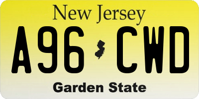 NJ license plate A96CWD