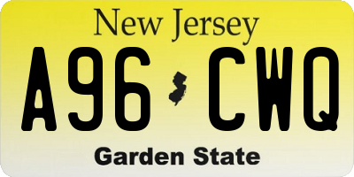 NJ license plate A96CWQ
