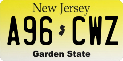 NJ license plate A96CWZ