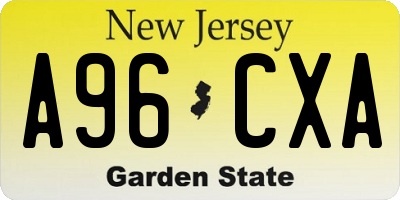 NJ license plate A96CXA